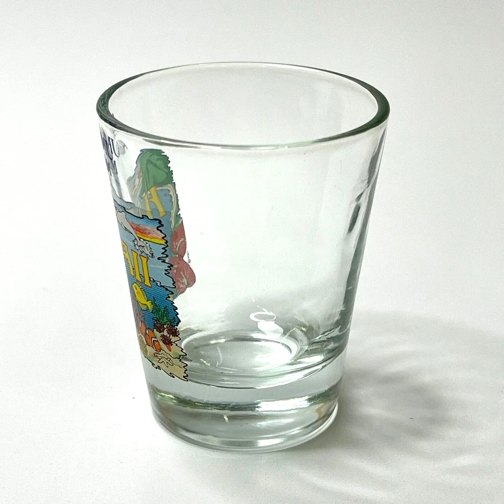 Shot Glass Akamu Adam Hawaii With Under the Sea Design Travel Souvenir Barware